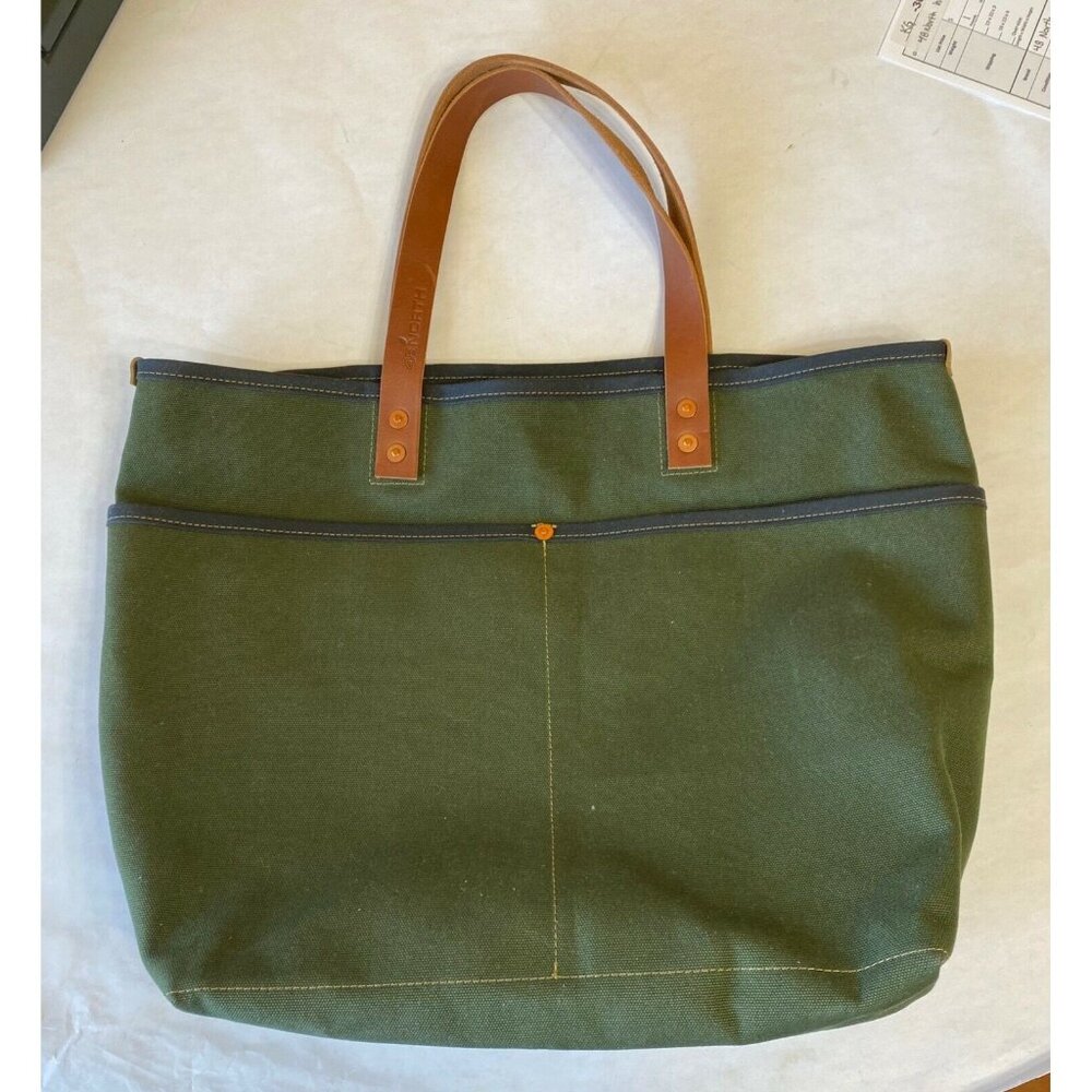 48 North Green Canvas Tote Bag With Leather Handles